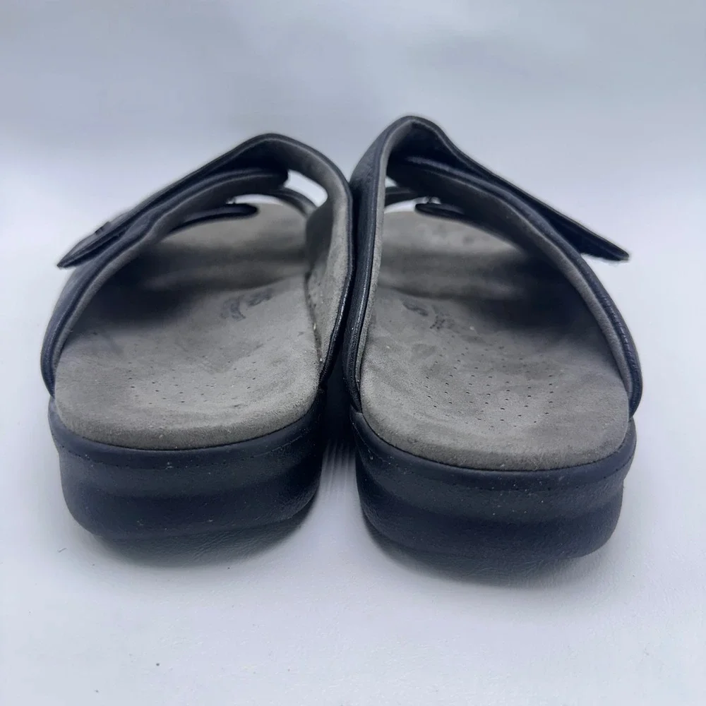 SAS Tripad Comfort Mens 9.5 W Black Leather Adjustable Slide Sandals USA Made